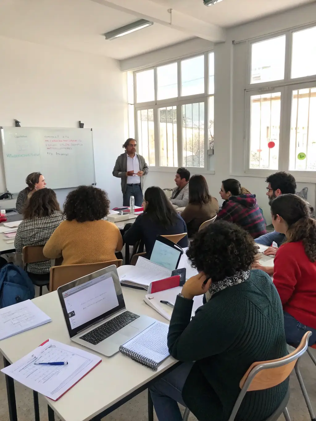 A group of adults attending a workshop on archaeological site preservation techniques, learning about soil analysis, artifact documentation, and conservation methods from an ASSA expert.
